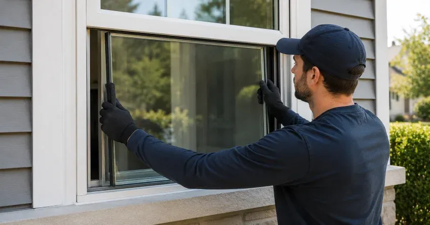 technician boarding up broken window during emergency glass repair Prospect, Scugog