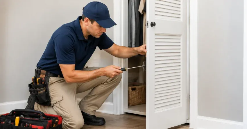 technician repairing doorbell button and wiring in Scugog