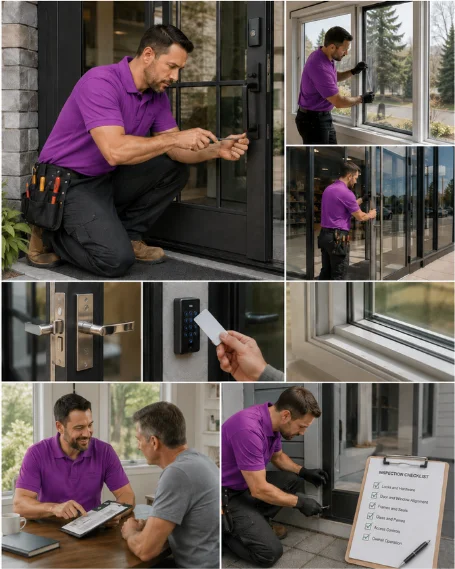 A technician sealing the perimeter of a newly installed window